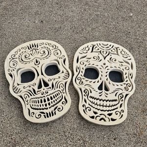 Sugar Skull Wood Cutout Set of 2